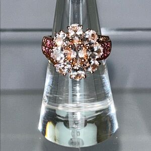 NWOT Genuine Gemstone Rose Gold Plated Sterling Silver Designer Ring Casual